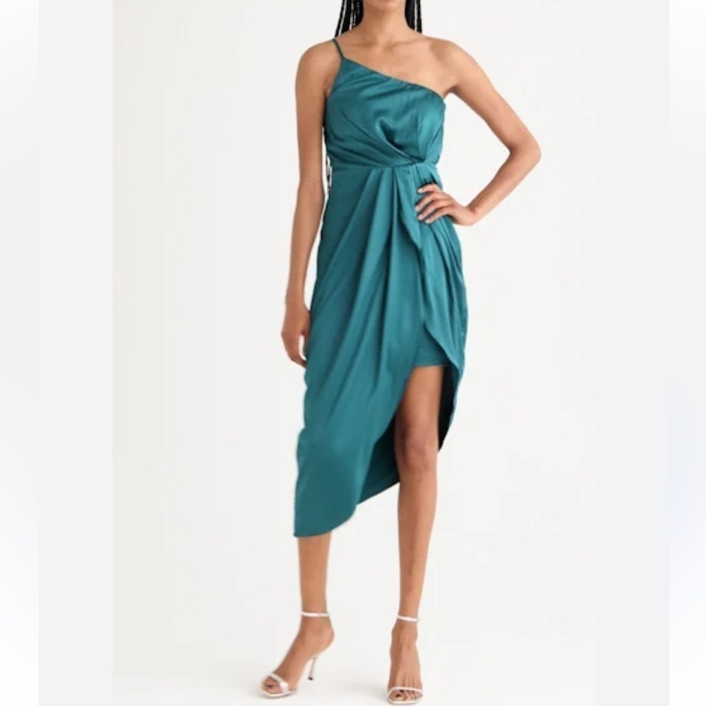 NWT Lulus Law of Attraction Elegant Teal One-Shoulder Dress